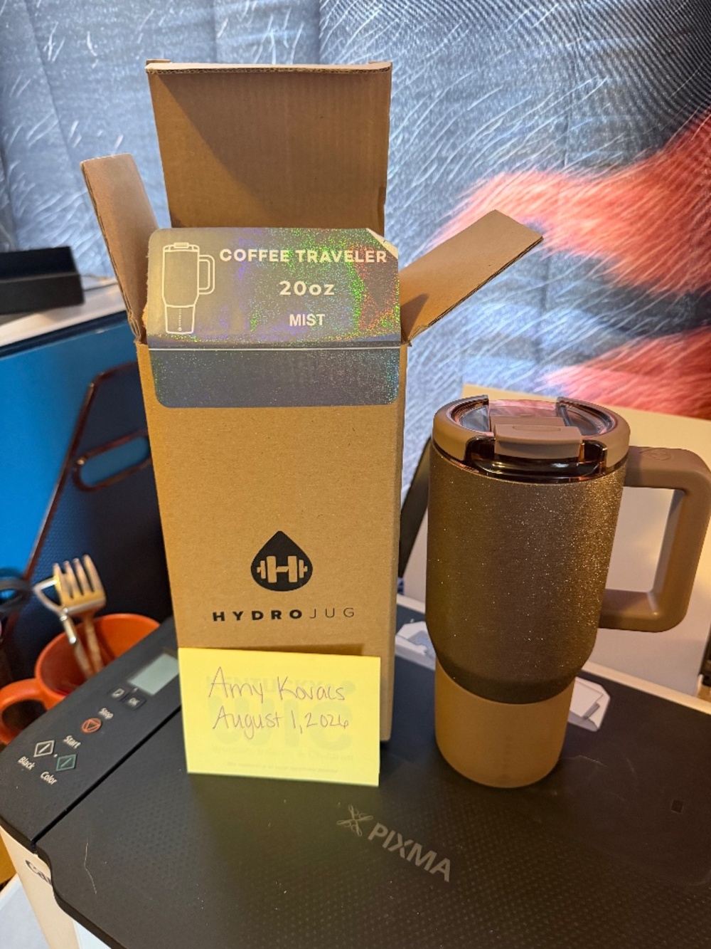 Hydrojug 20 OZ MIST Coffee Traveler Mug Limited Edition Glitter Gold Birthday